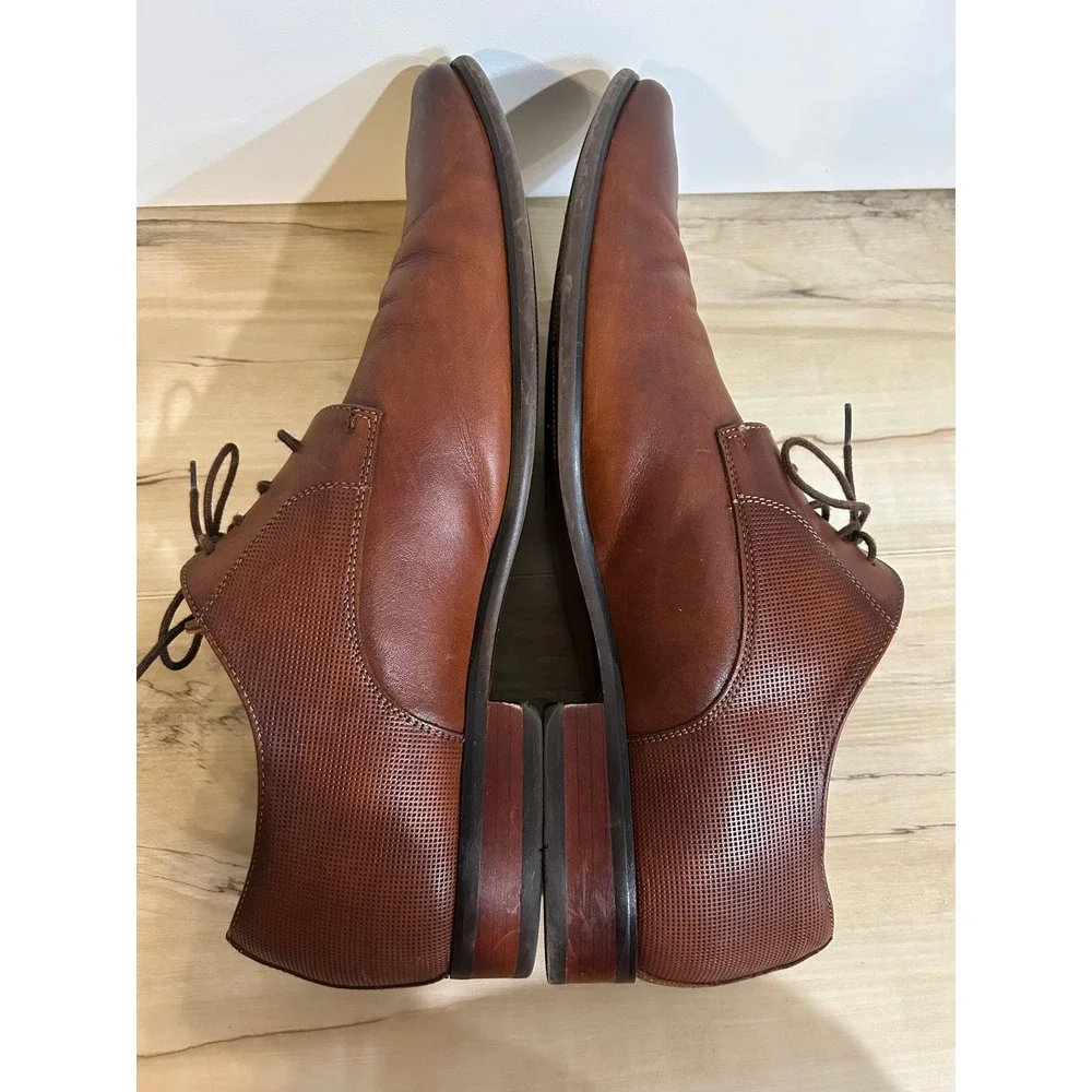 Florsheim Mens Postino Plain Toe Lace‎ Up Oxfords Size 13 Brown Cognac Leather
